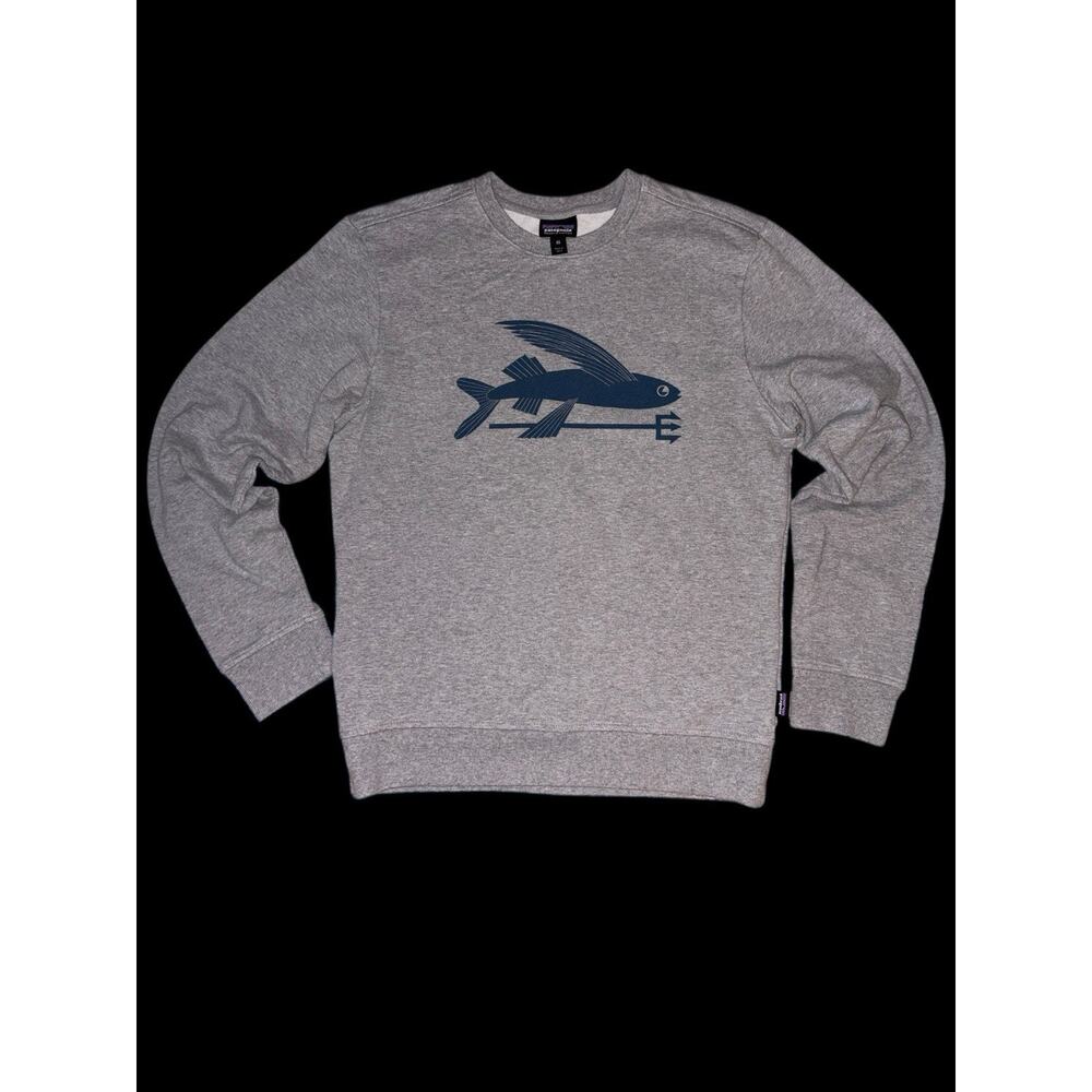 Patagonia Sweatshirt XS Gray Organic Cotton Flying Fish Midweight Crew NWOT